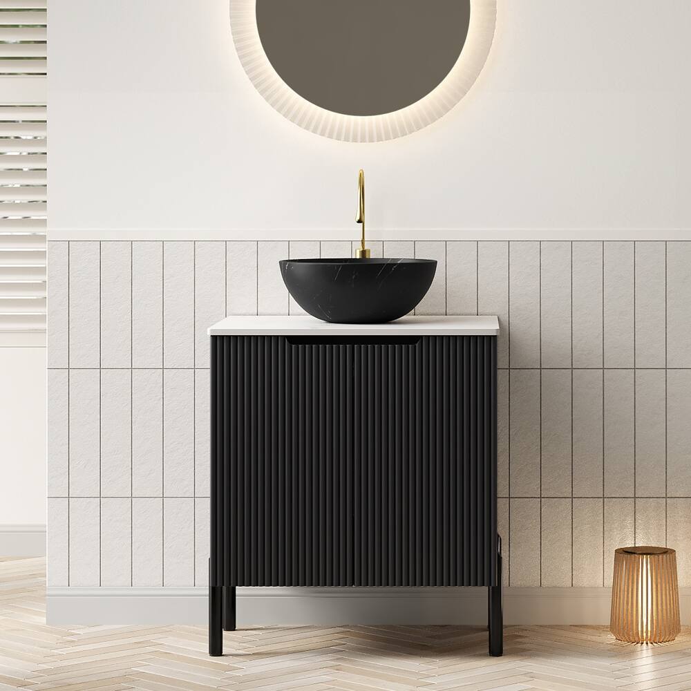 Front. Loheer - Loheer 24 inch bathroom vanity with sink freestanding bathroom storage cabinet Modern Black - Black.