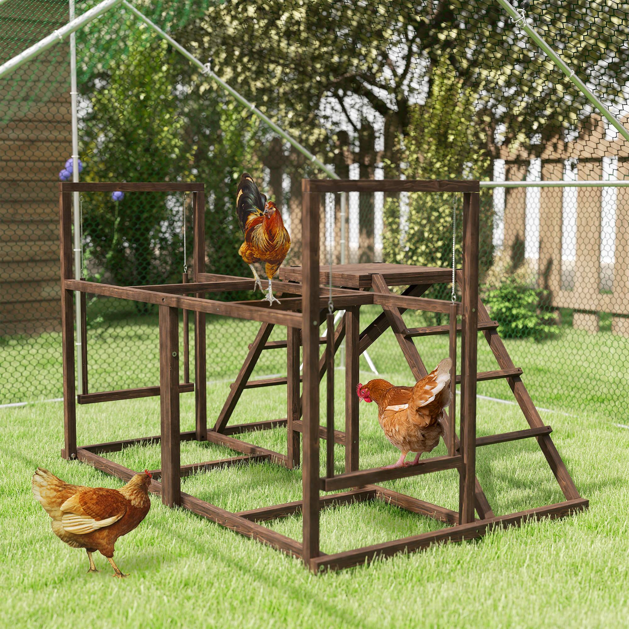 Alt View 1. Pawhut - Activity Play Set with Multiple Chicken Perches, Swing, Ladder - Coffee.