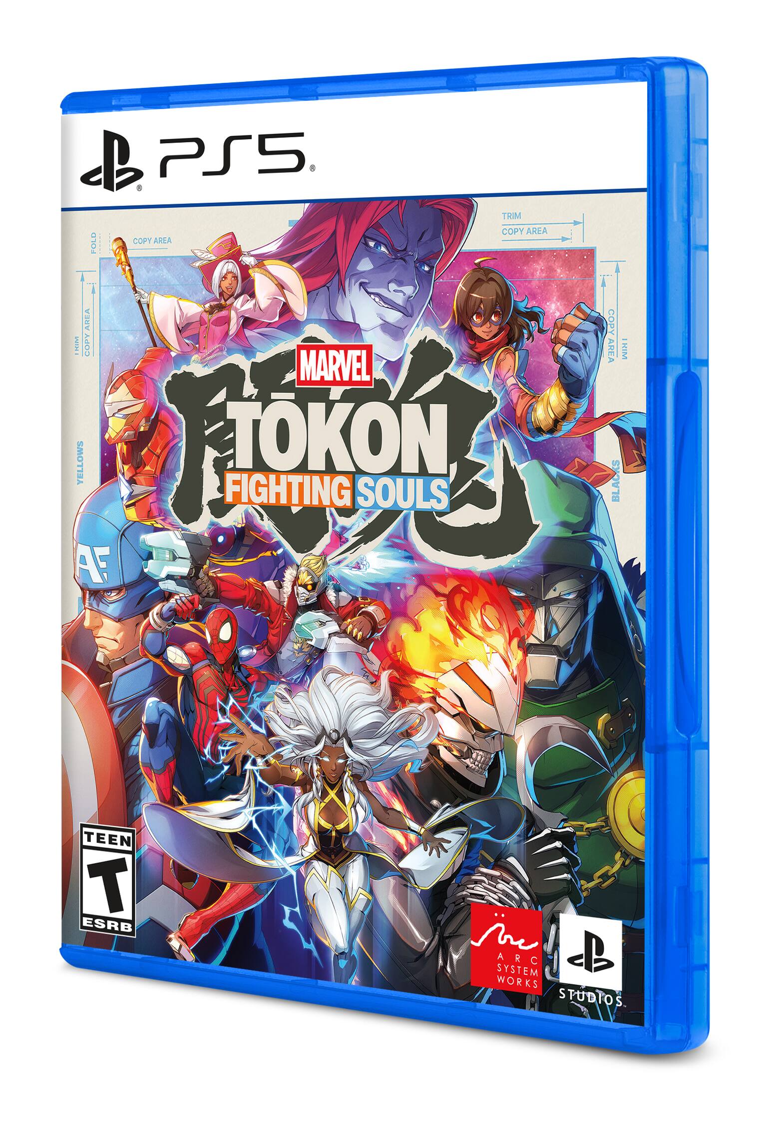 PS5  
TRIM COPY AREA  
FOLD COPY AREA  
COPY AREA  
DELIVE COPY AREA  
KIM  
MARVEL  
AF  
YELLOWS  
Berging  
FIGHTING SOULS  
BLACKS  
TEEN  
T  
ESRB  
me  
ARC SYSTEM WORKS STUDIOS