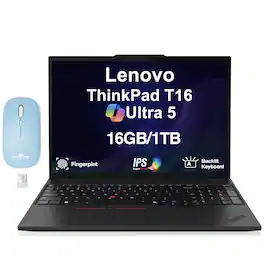 Lenovo - Upgraded - ThinkPad T16 Laptop 16.0 WUXGA Display (Ultra 5-225U, 16GB, 1TB SSD, Fingerprint, Win 11 Pro) w/Dockztorm Wireless Mouse