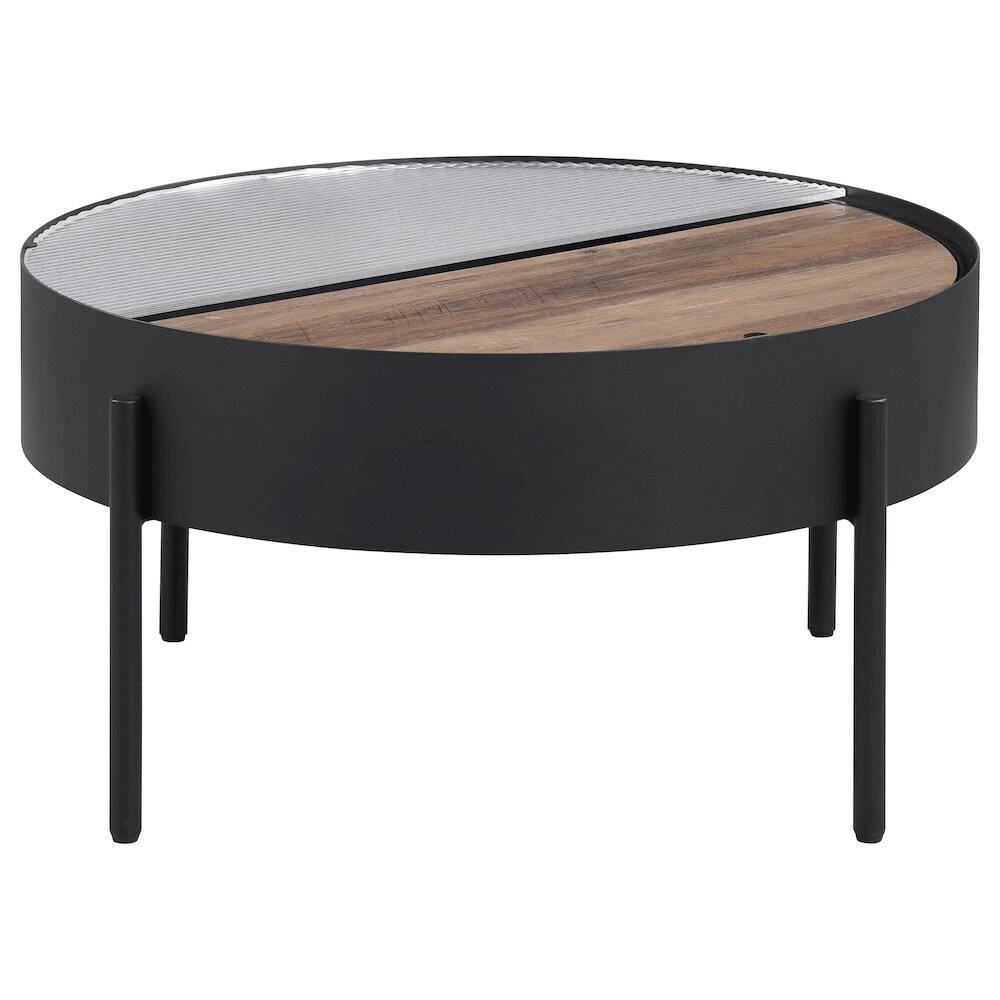 Alt View 5. Coaster Co. of America - Ozella Round Coffee Table with Hidden Storage Sandy Black - Black.