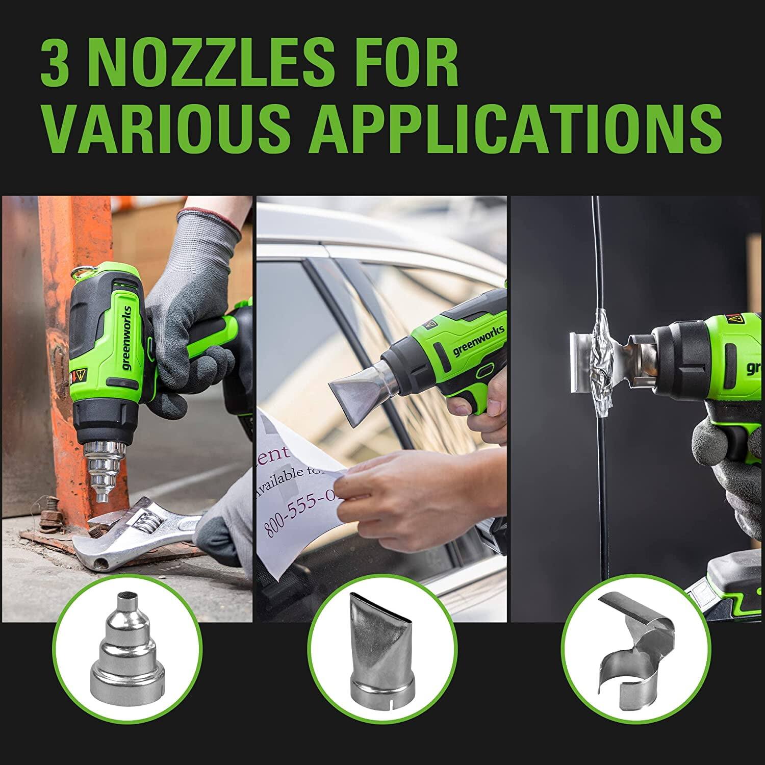 3 NOZZLES FOR VARIOUS APPLICATIONS

greenworks

Rent available at 800-555-0