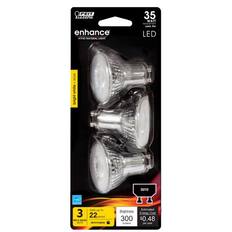 FEIT Electric 35 WATT enhance VIVID NATURAL LIGHT uses 4w LED 3000K white bright GU10 lasts up to 32 years MR16 BULBS GU10 dimmable Estimated Brightness Energy Cost 300 $0.48 lumens per year