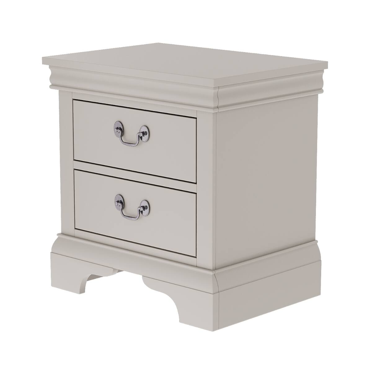Alt View 10. Loheer - Loheer White Wooden Nightstand, Two Drawers, Classic Style - White.