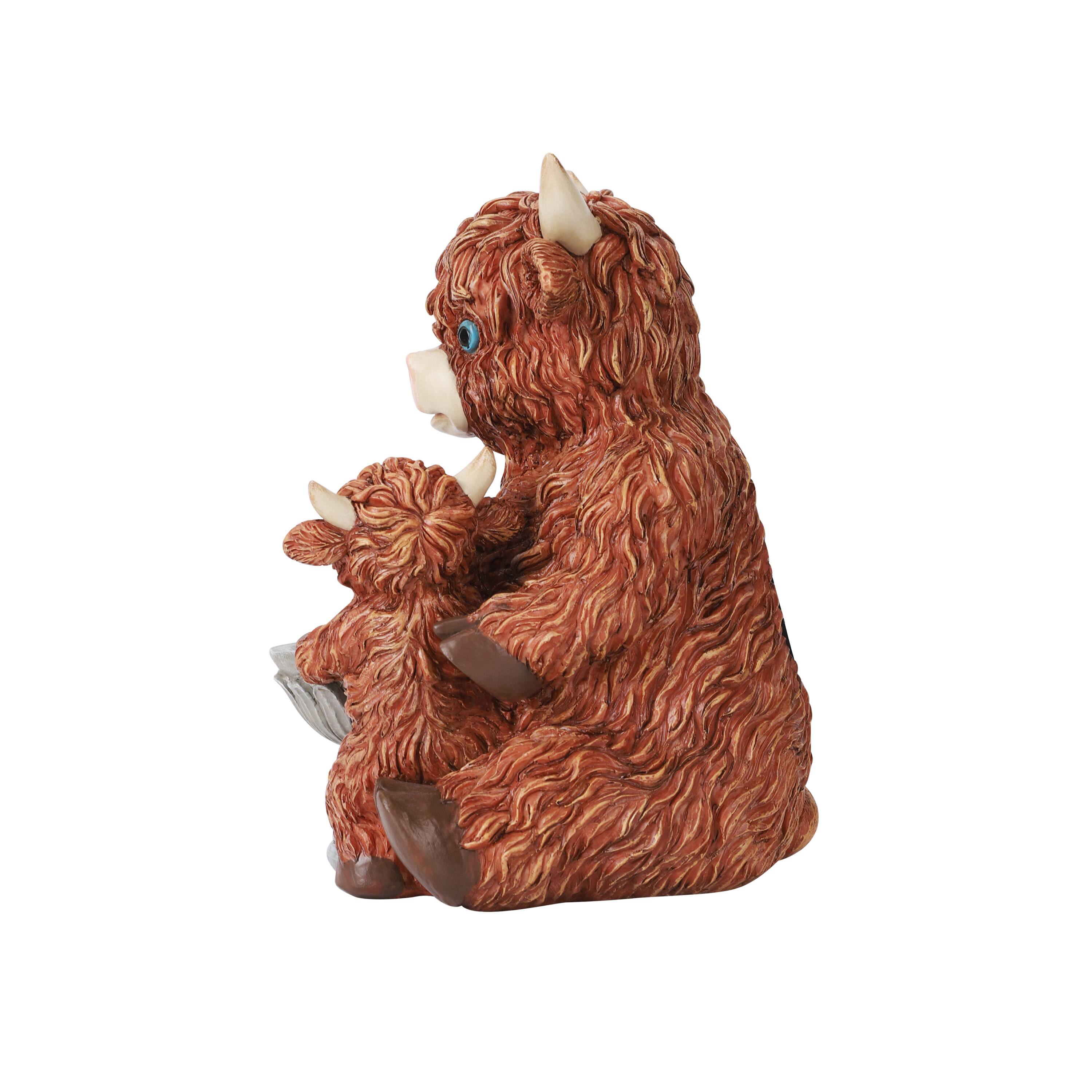 Alt View 9. Techko - Meadow Mama & Calf Outdoor Solar Garden Statue with Integrated LED Lantern.
