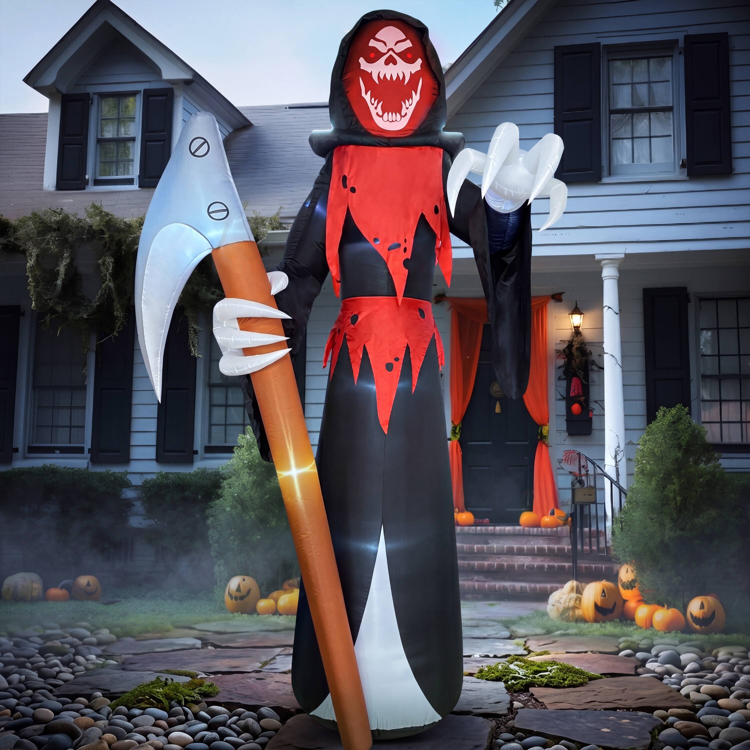 Alt View 2. Joyfy - 12FT Giant Halloween Inflatable Grim Reaper with Scythe – Scary Indoor Outdoor Yard Lawn Garden Decor for Holiday Party - Black.