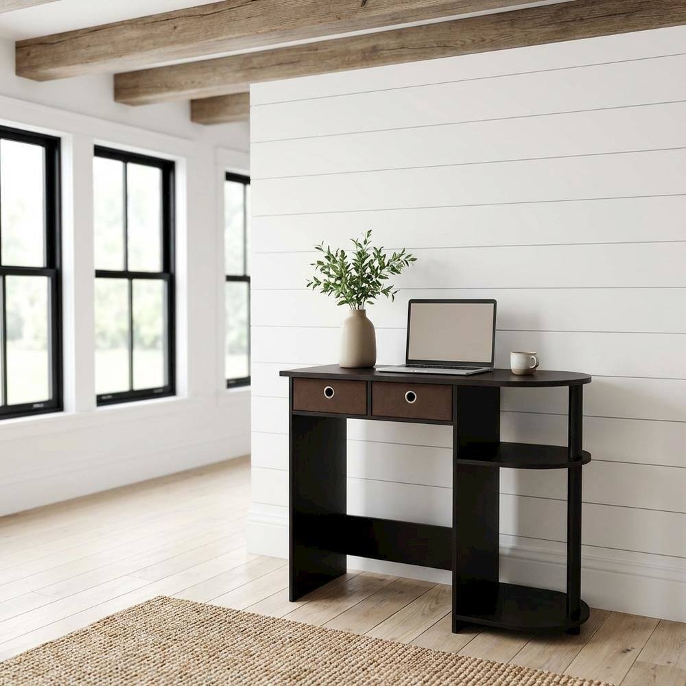 Angle. BisonOffice - Espresso Computer Desk with Spacious Surface and Sturdy Frame for Workspace - Espresso/Black/Brown.