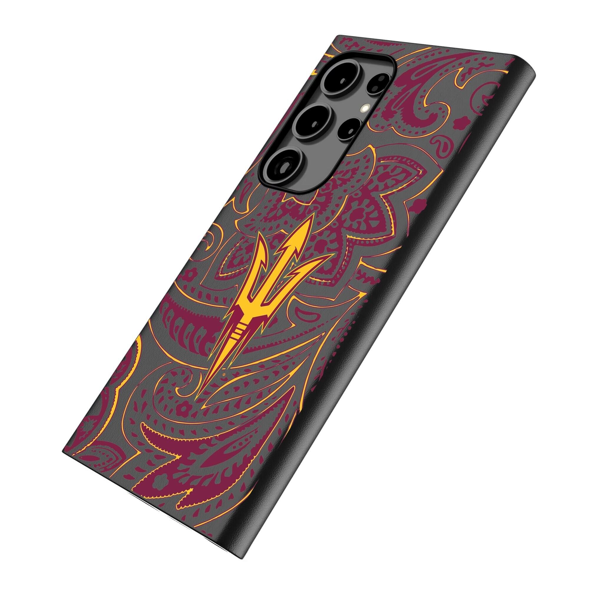 Alt View 1. Keyscaper - Arizona State Sun Devils Paisley Galaxy Magnetic Bump Case - S25 - Black.