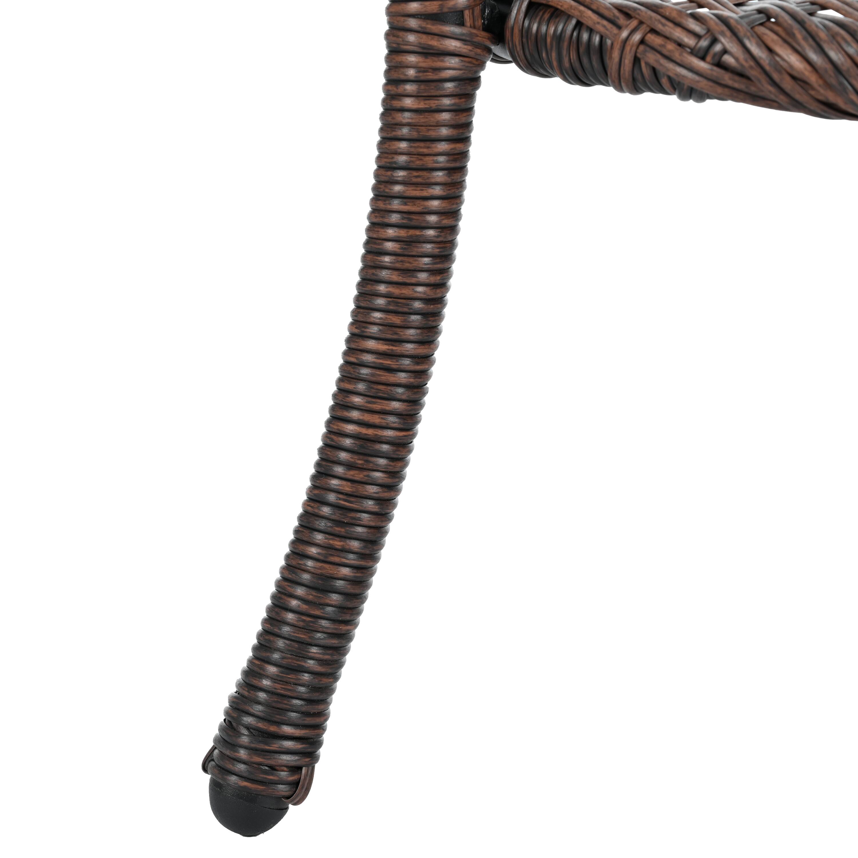 Alt View 5. Mondawe - 3-Piece Outdoor Leisure Set, 2 Rattan Single Chairs with A Glass Round Table - Brown+Blue.