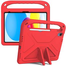 Dteck - For Apple iPad (A16) 11" 2025/iPad 10th 2022 Rugged Case Kids Friendly EVA Handle Grip Pencil Holder Kickstand Cover - Red