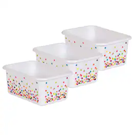 Teacher Created Resources - Confetti Small Plastic Storage Bin, Pack of 3