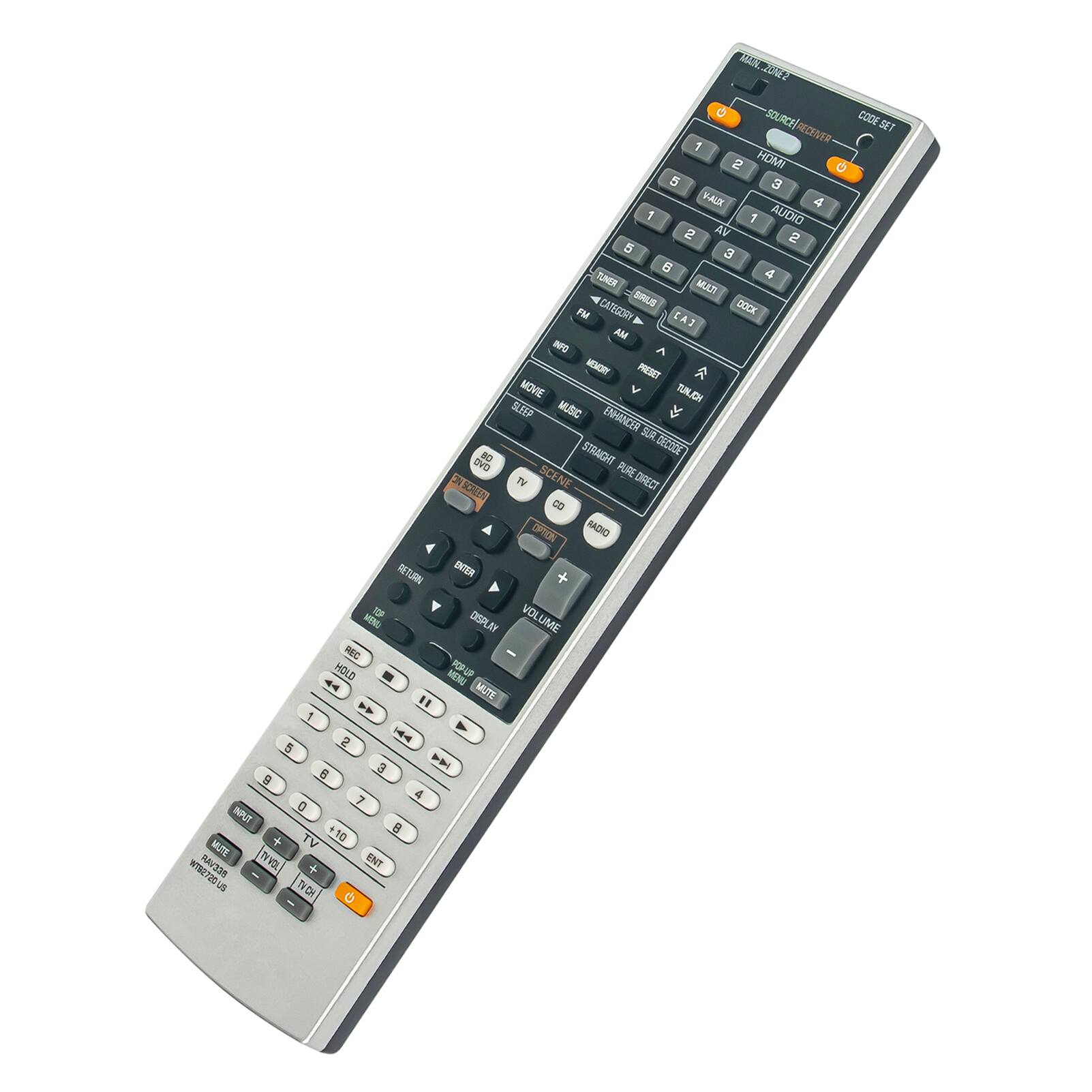 Sure, here is the corrected and grouped text from the image:

---

**Top Section:**
- MAIN MENU
- SOURCE
- RECEIVER
- CODE 951

**Top Row:**
- 1
- 2
- 3
- 4
- 5
- 6
- 7
- 8
- 9
- 0

**Second Row:**
- HOME
- VCR
- AV
- AUDIO
- 1
- 2
- 3
- 4

**Third Row:**
- TUNER
- SIRIUS
- BOCK
- CATEGORY
- AM
- FM
- PRESET
- MOVIE

**Fourth Row:**
- SLEEP
- MUSIC
- ENHANCER
- SIRIUS
- STRAIGHT
- PURE DIRECT
- SCENE
- DIRECT

**Fifth Row:**
- CD
- RADIO
- RETURN
- BAND
- RETURN
- BAND

**Sixth Row:**
- VOLUME
- MUTE
- TV
- TV
- TV
- TV
- TV
- TV
- TV
- TV
- TV
- TV
- TV
- TV
- TV
- TV
- TV
- TV
- TV
- TV
- TV
- TV
- TV
- TV
- TV
- TV
- TV
- TV
- TV
- TV
- TV
- TV
- TV
- TV
- TV
- TV
- TV
- TV
- TV
- TV
- TV
- TV
- TV
- TV
- TV
- TV
- TV
- TV
- TV
- TV
- TV
- TV
- TV
- TV
- TV
- TV
- TV
- TV
- TV
- TV
- TV
- TV
- TV
- TV
- TV
- TV
- TV
- TV
- TV
- TV
- TV
- TV
- TV
- TV
- TV
- TV
- TV
- TV
- TV
- TV
- TV
- TV
- TV
- TV
- TV
- TV
- TV
- TV
- TV
- TV
- TV
- TV
- TV
- TV
- TV
-