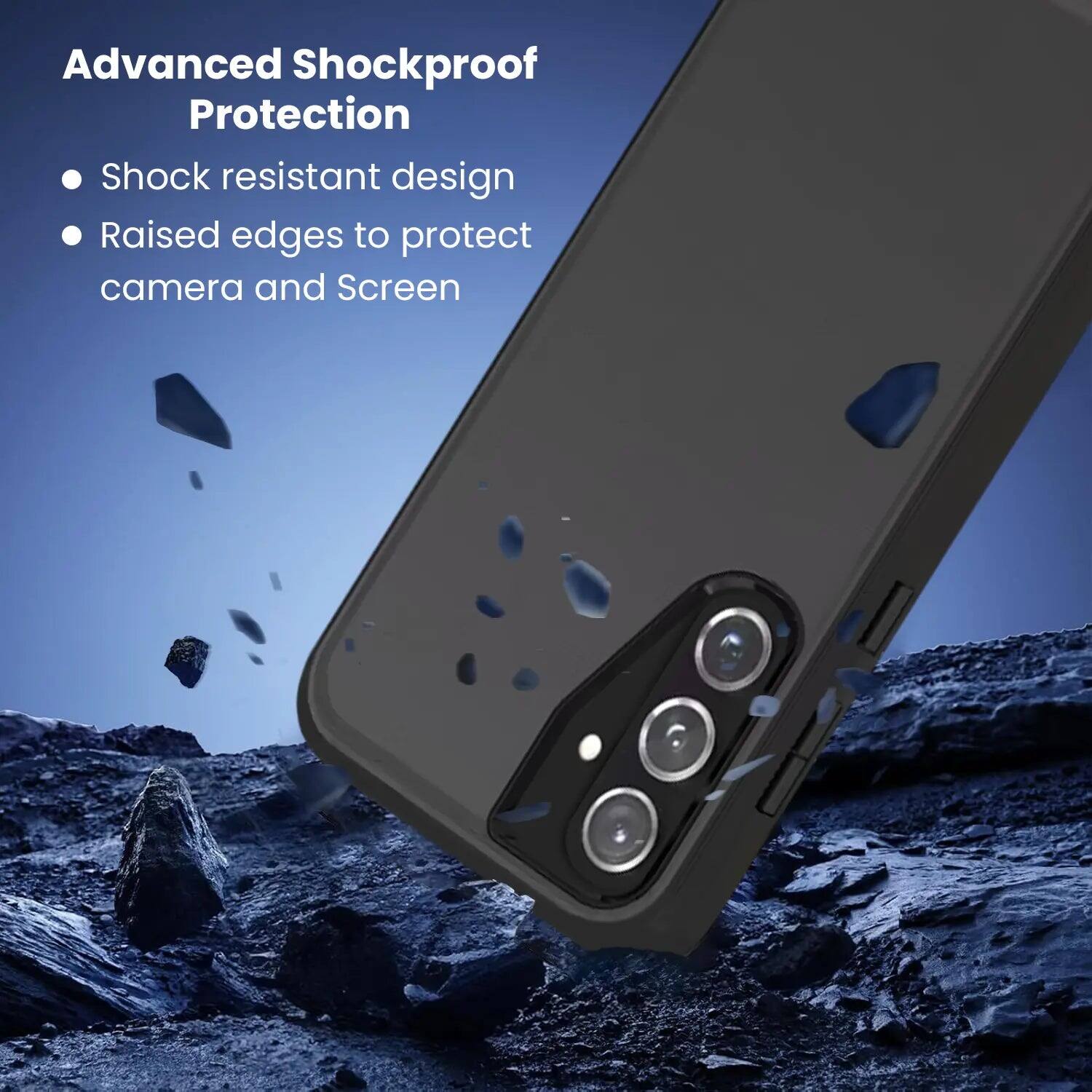Advanced Shockproof Protection  
- Shock resistant design  
- Raised edges to protect camera and Screen