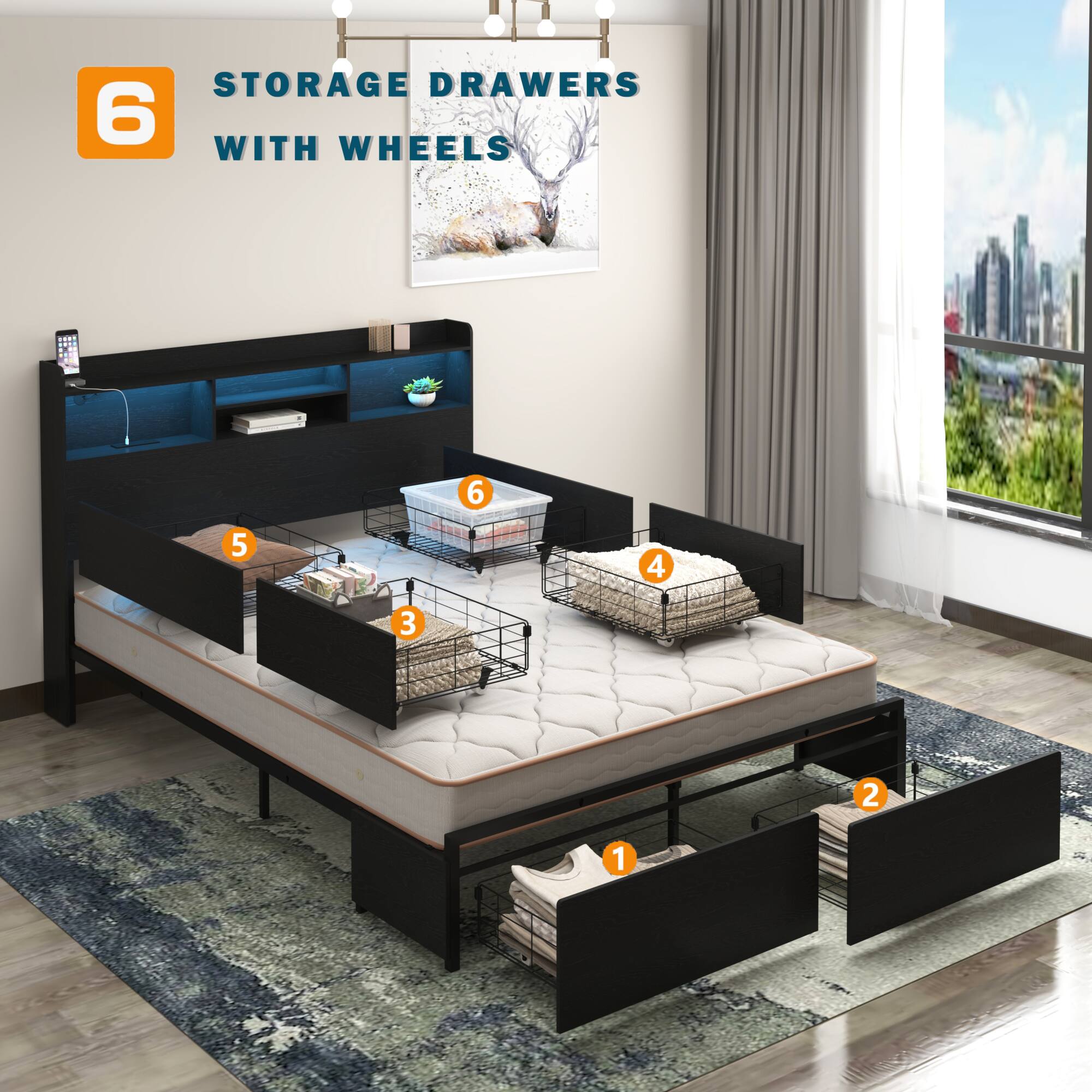 STORAGE DRAWERS 6 WITH WHEELS