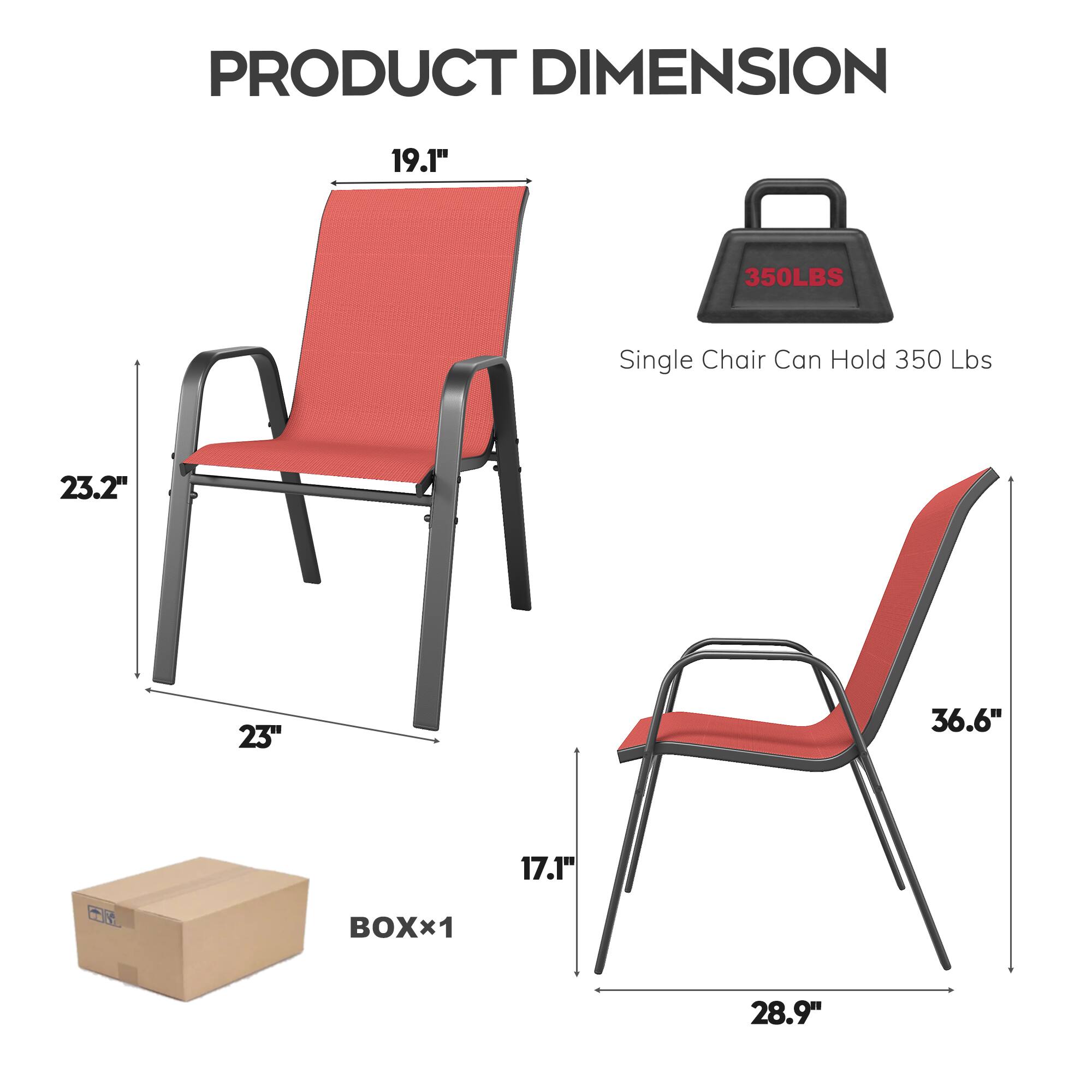 PRODUCT DIMENSION  
19.1"  
23.2"  
23"  
36.6"  
17.1"  
28.9"  
Single Chair Can Hold 350 Lbs  
BOXx1