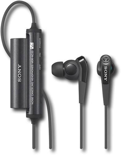 Front Standard. Sony - Noise-Canceling Earbud Headphones - Black.