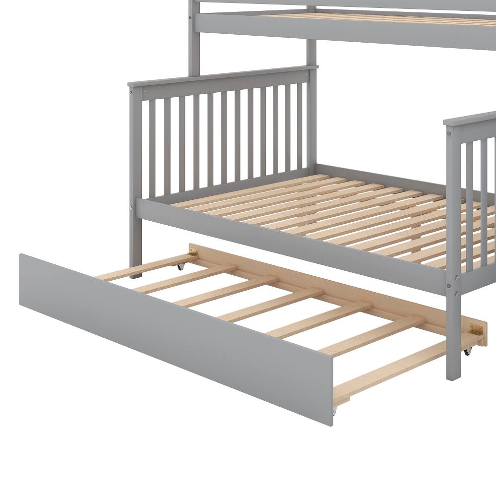 Alt View 7. Loheer - Loheer Twin Over Full Bunk Bed with Trundle and Staircase Gray - Gray.