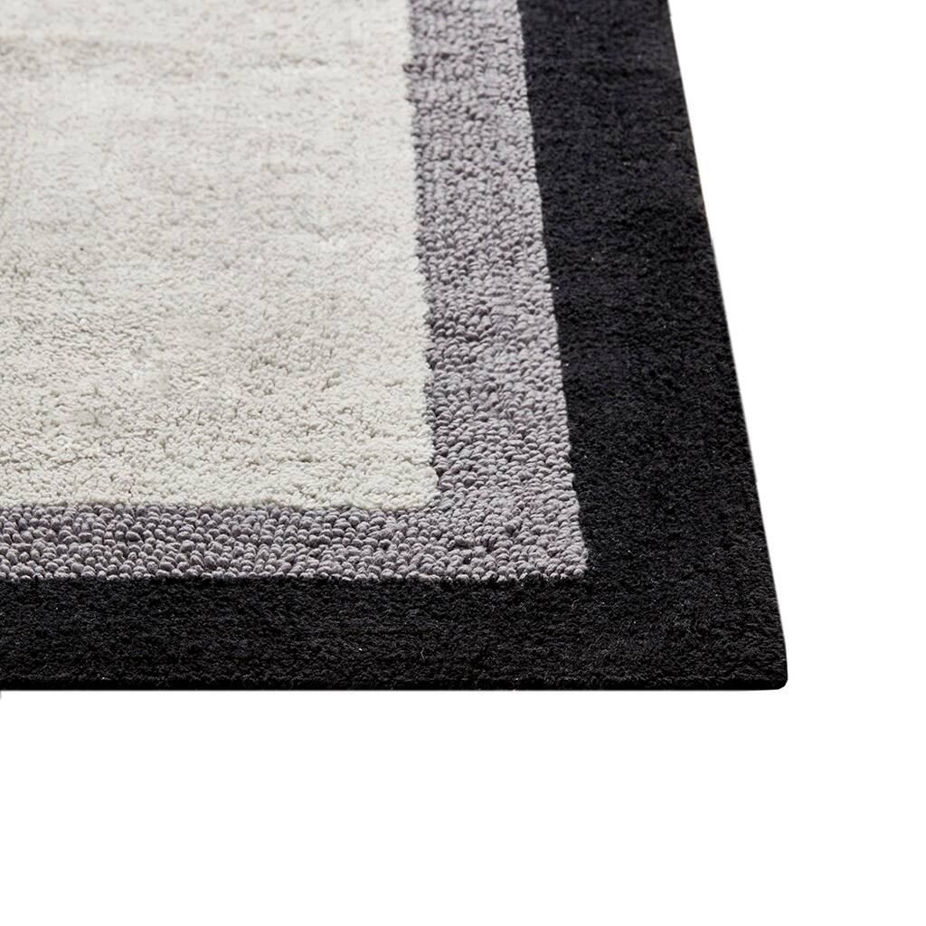 Left. APRILSOUL - 100 Cotton Tufted Bath Mat 05 Medium Pile Soft Absorbent Quick Dry Non Skid - Black.
