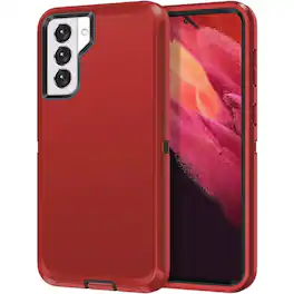 Entronix - Case for Galaxy S21 FE - Triple-Layer Heavy Duty Protection - Red