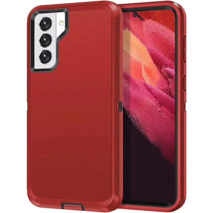 Front. Entronix - Entronix Case for Galaxy S21 FE - Triple-Layer Heavy Duty Protection - Red.