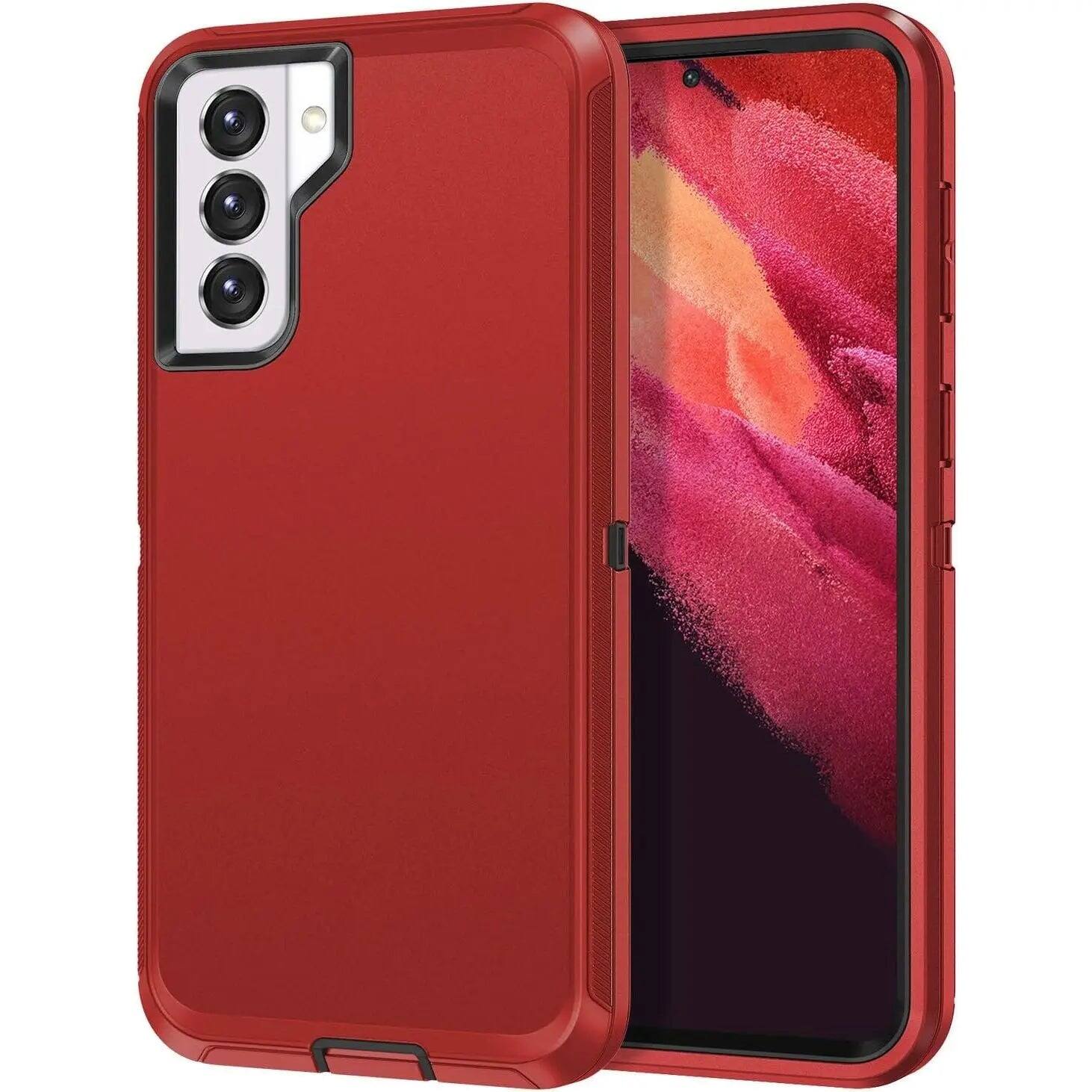 Front. Entronix - Entronix Case for Galaxy S23 FE - Triple-Layer Heavy Duty Protection - Red.