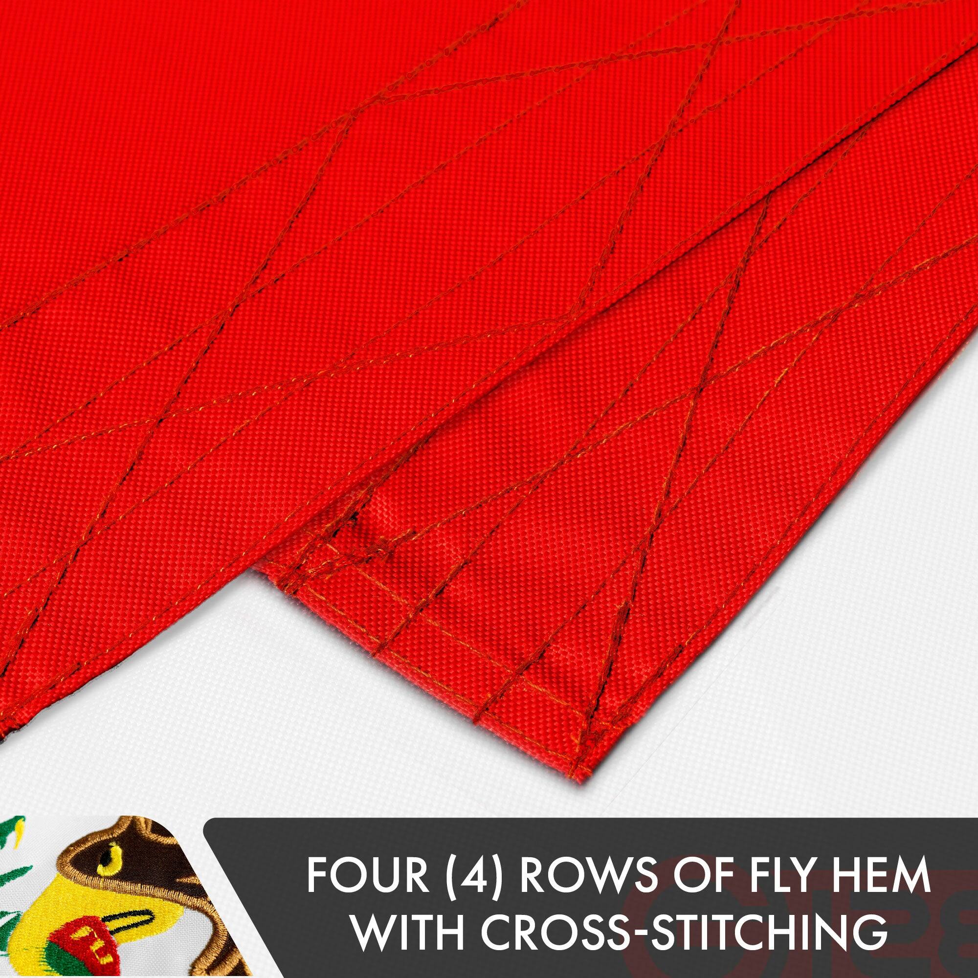 FOUR (4) ROWS OF FLY HEM WITH CROSS-STITCHING