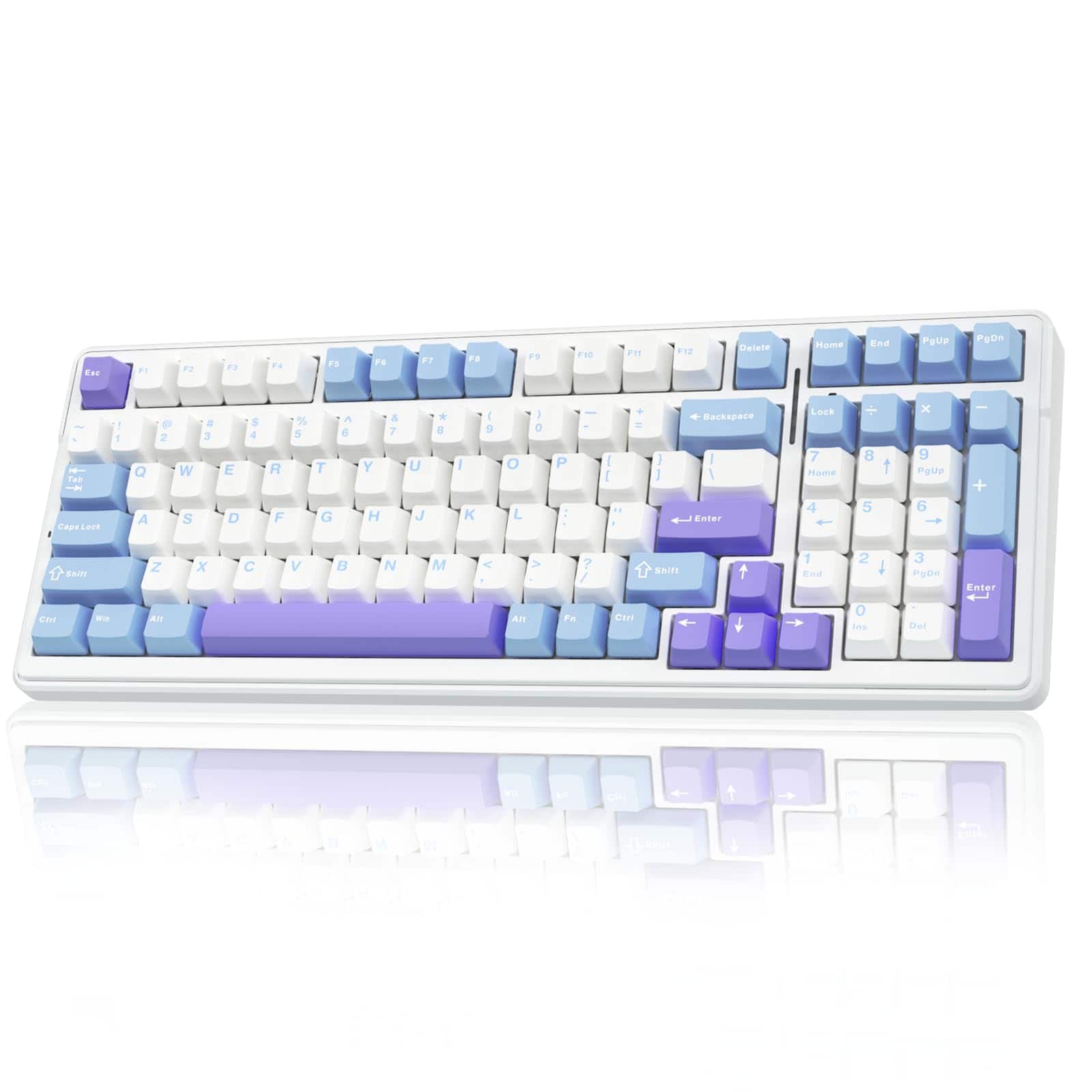 METALTON - F99 Tri mode Bt5 0 2 4ghz c Pre lubed Keyboards For Pc tablet xbox ps4 ps5 renewed - Blue&Purple&White