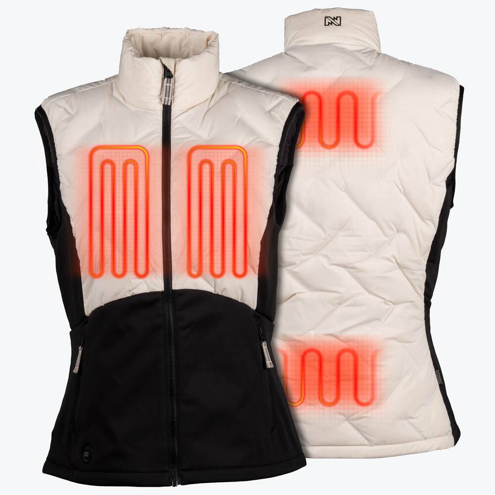 Alt View 1. Mobile Warming - Women's Aria Hybrid Heated Vest - Cream/Black.