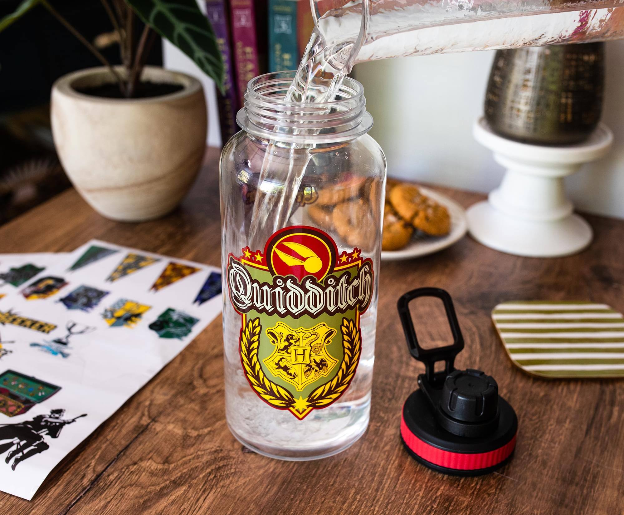 Alt View 2. Silver Buffalo - Harry Potter Quidditch 32-Ounce Water Bottle and Sticker Set - Red.