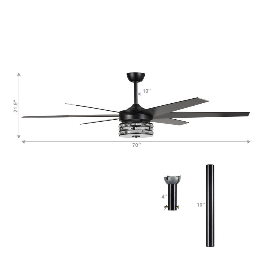 Over Fans Parrot Uncle 70 inch Matte Ceiling Fan with LED Light and Remote ...