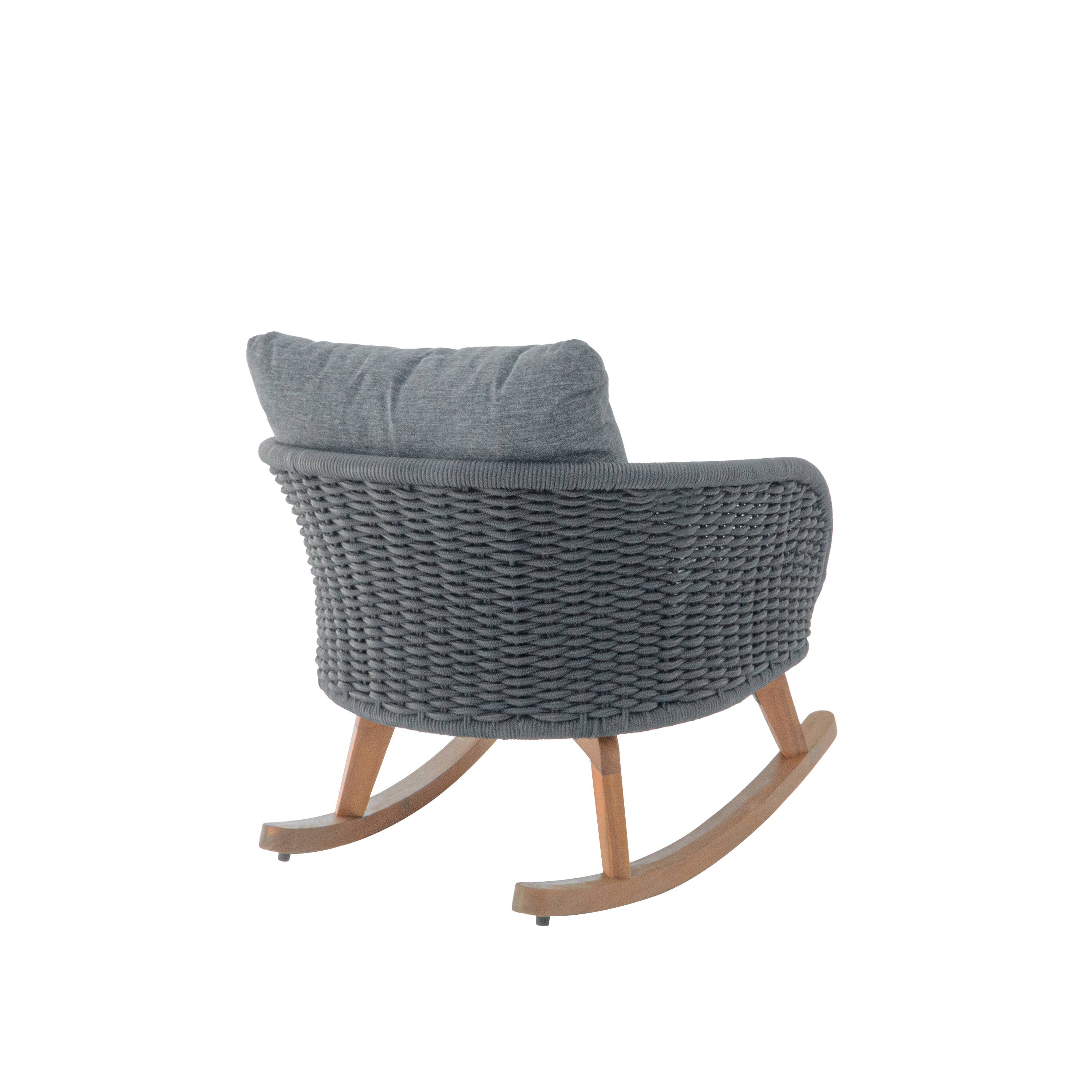 Alt View 2. Tiramisubest - [Set of 2] Minimalist Wicker Rocking Chair with Cushions and Wooden Frame for Indoor and Outdoor Spaces,Gray - Gray,Natural.