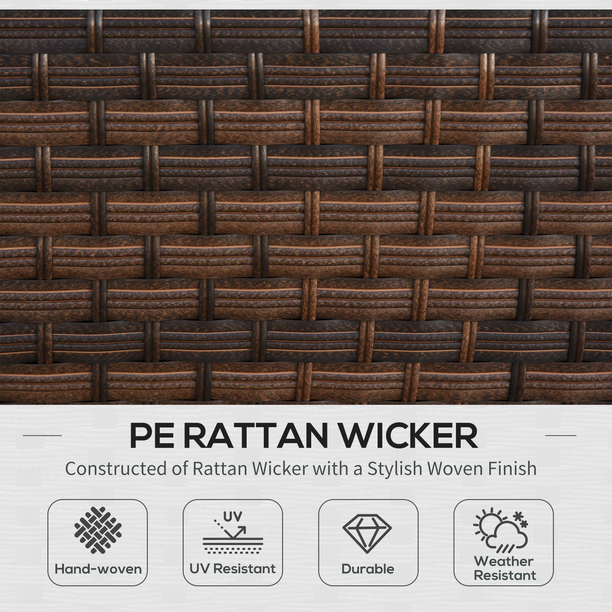 PE RATTAN WICKER, Constructed of Rattan Wicker with a Stylish Woven Finish, Hand-woven, UV Resistant, Durable, Weather Resistant