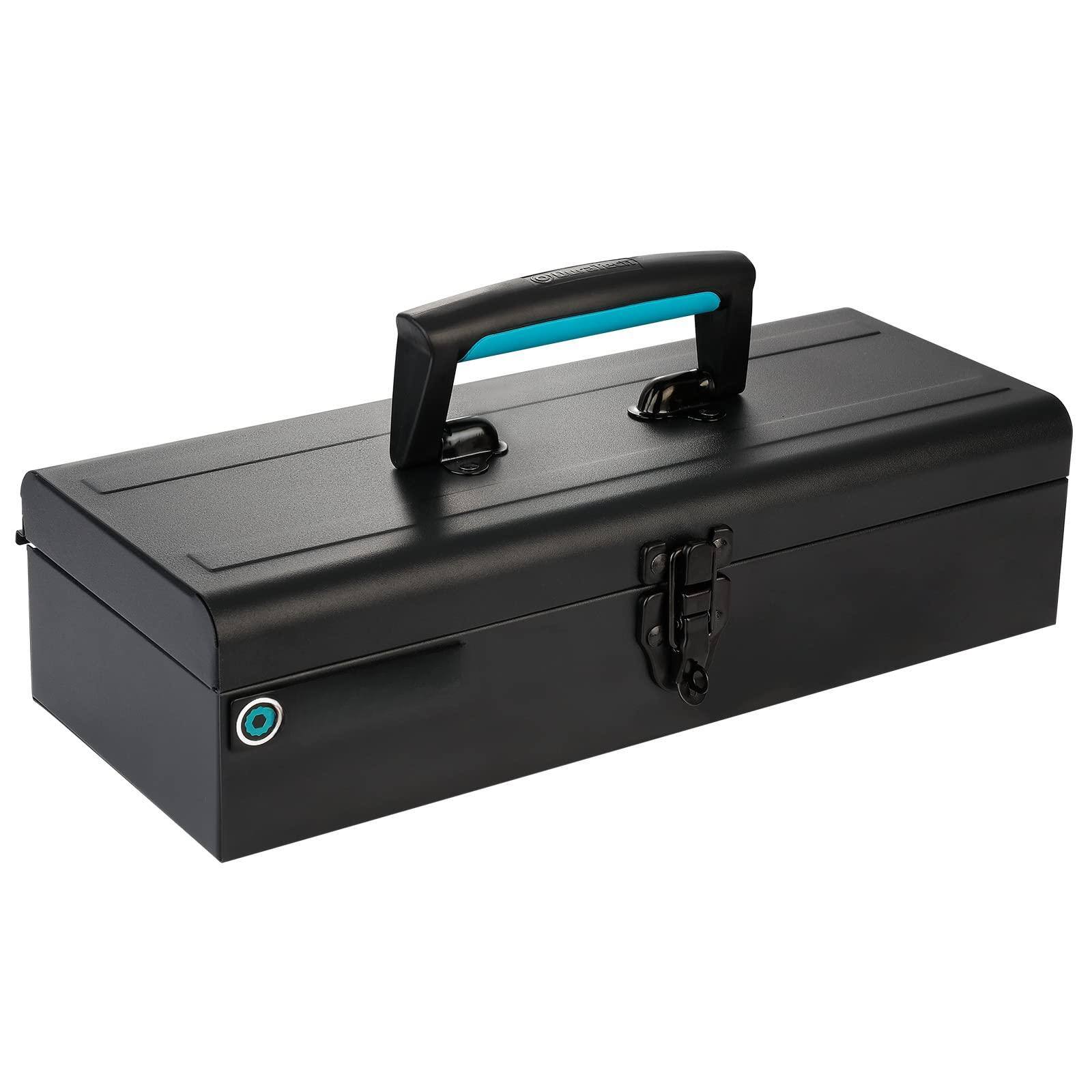 Front. Fabibe - Tool Box 15" Portable Steel Small With Metal Latch Closure & Plastic Handle Anti-slip Base Multi-purpose Heavy Duty T... - Default.