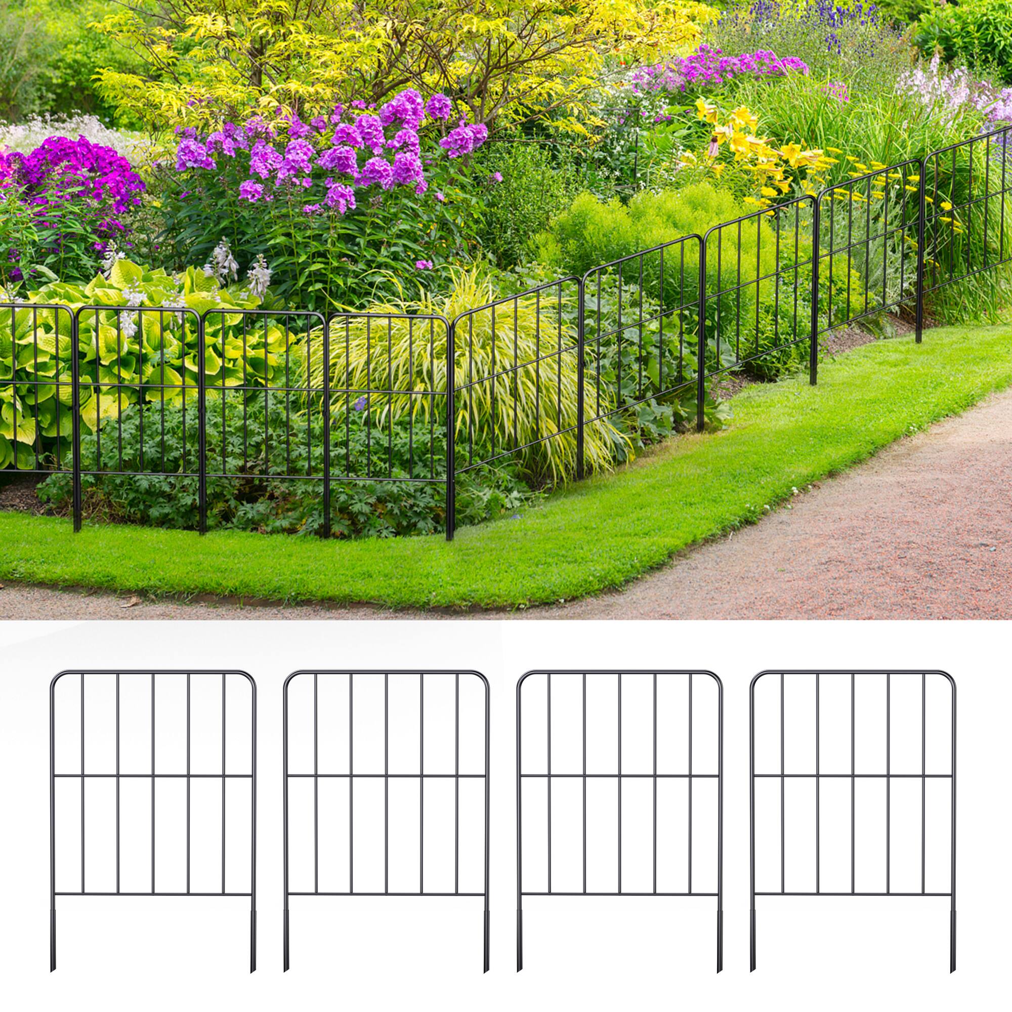 Oumilen - 25 Pack Metal Garden Fencing - 27ft Rustproof Wire Border Barrier for Plants, Flowers, and Small Pets