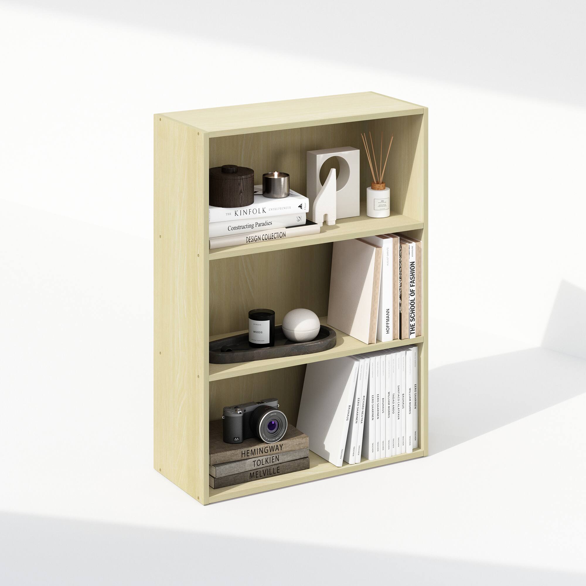 - KINFOLK  
  Constructing Paradises  
  DESIGN COLLECTION  

- THE SCHOOL OF FASHION  

- HEMINGWAY  
  TOLKIEN  
  MELVILLE  

- HOPEHAM  
  THE SCHOOL OF FASHION  

- [Other books and items are not fully legible]