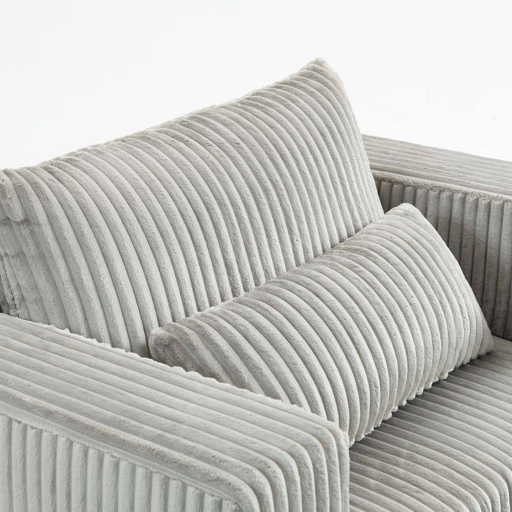 Alt View 4. Kadyn - Oversized All-Foam Corduroy Lounge Chair with Ottoman, Modular Floor Couch, Compressed & Easy Assembly - Gray.