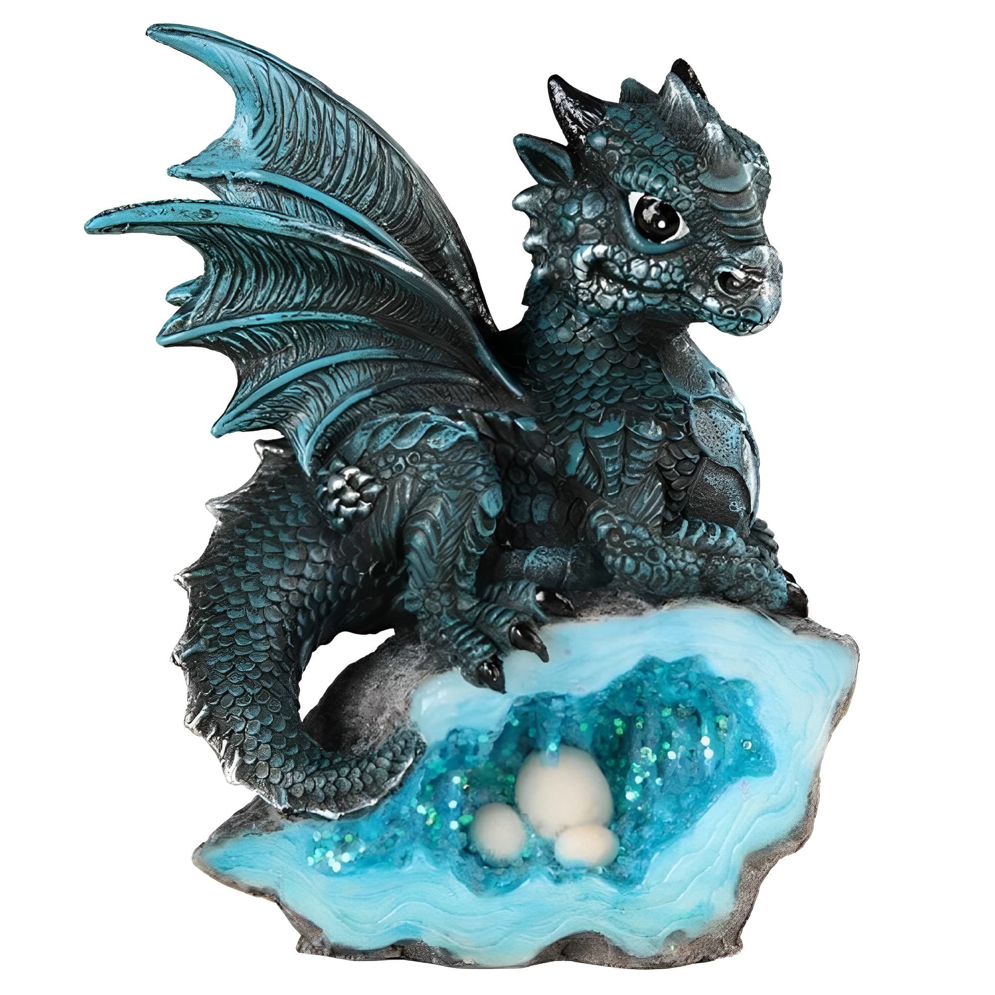 FC Design - 5"H Baby Dragon with Faux Crystal Egg Nest Figurine Statue Computer Desk Tabletop Medieval Gaming Home Decor - Multi-Color