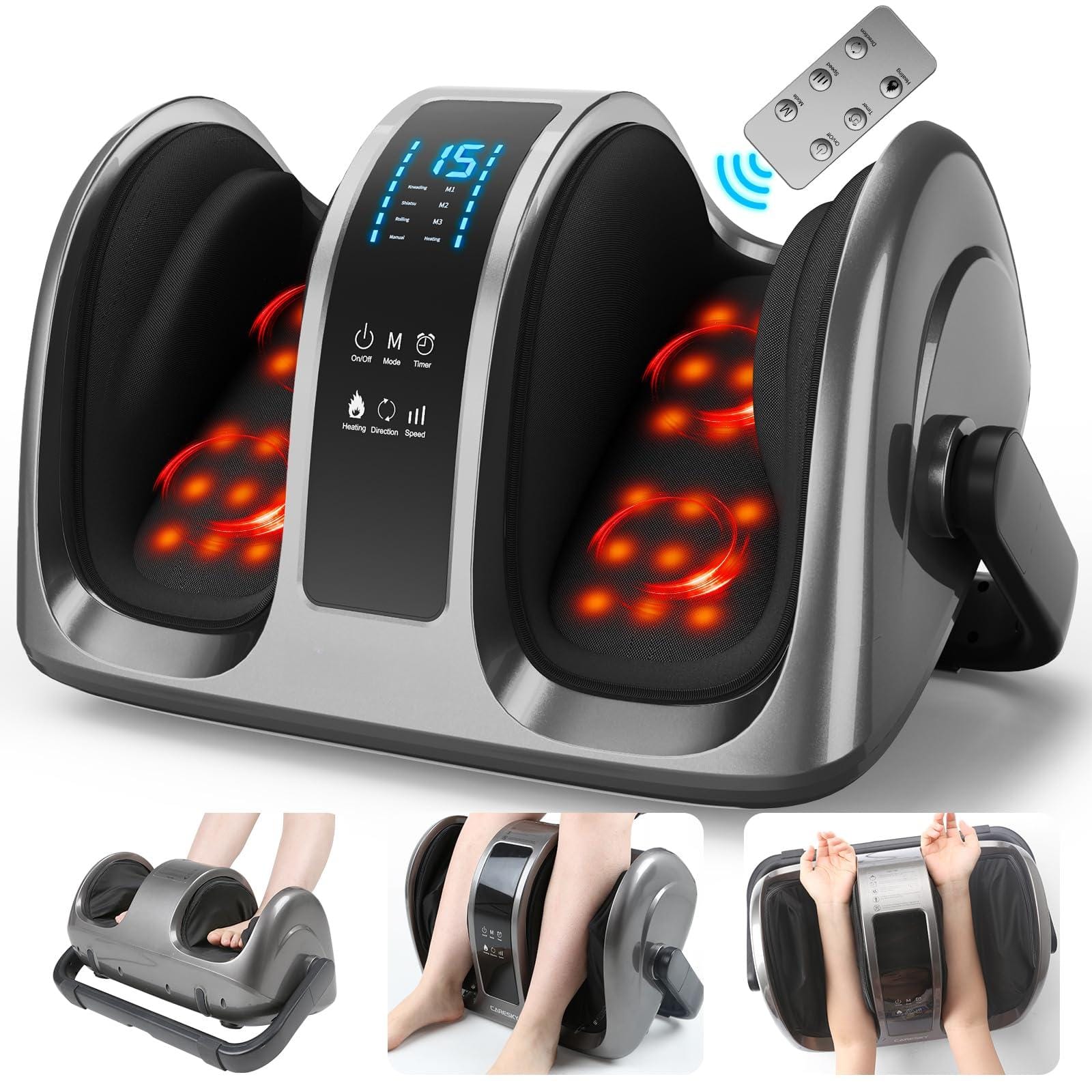 Live At Space - Shiatsu Foot Massager with Heat, Deep Kneading Rolling for Plantar Fasciitis, Fits Size 14, 5 Speeds & Timer - 642146680199