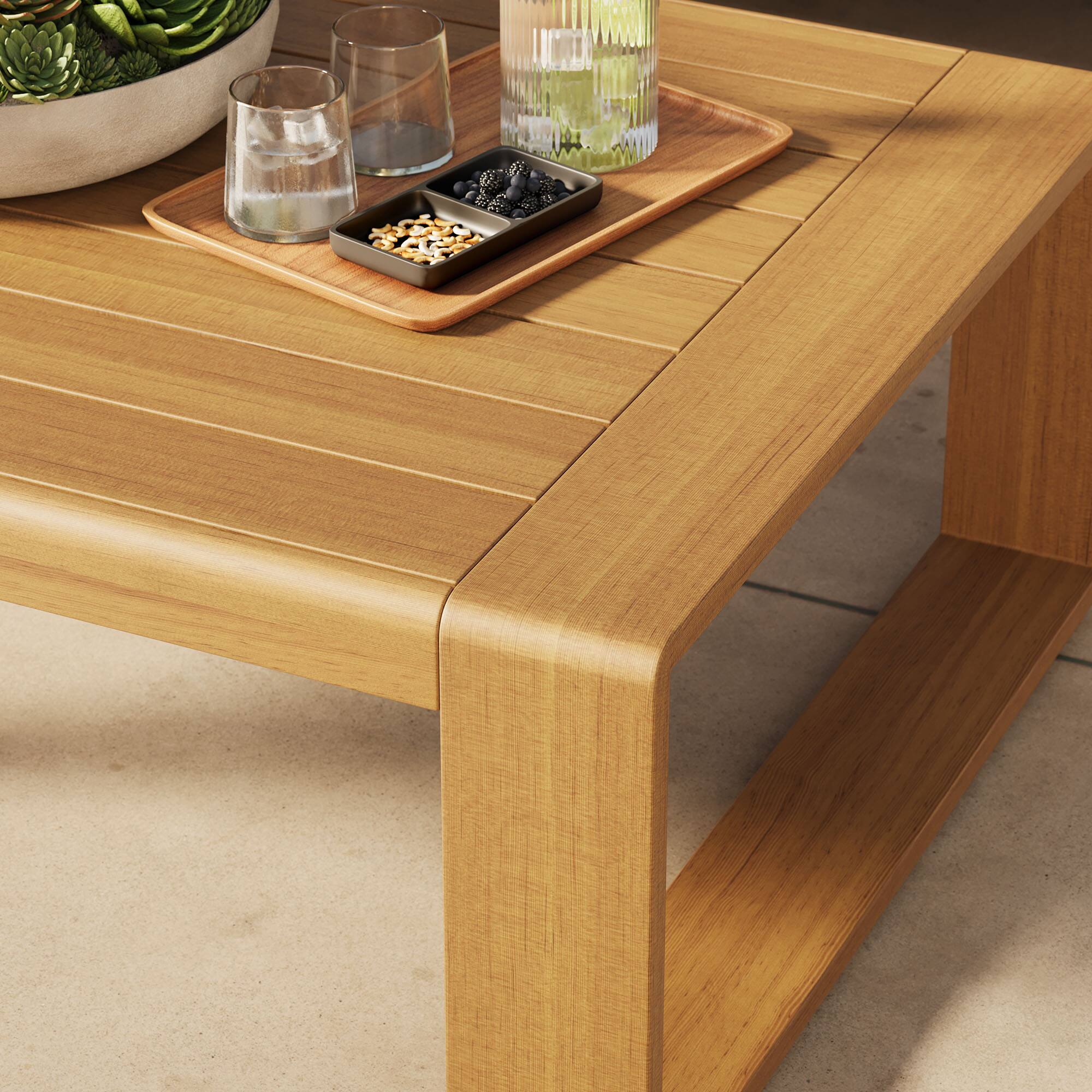 Alt View 1. Modway - Lirienne Outdoor Patio Aluminum Faux Wood Coffee Table by Modway - Natural.