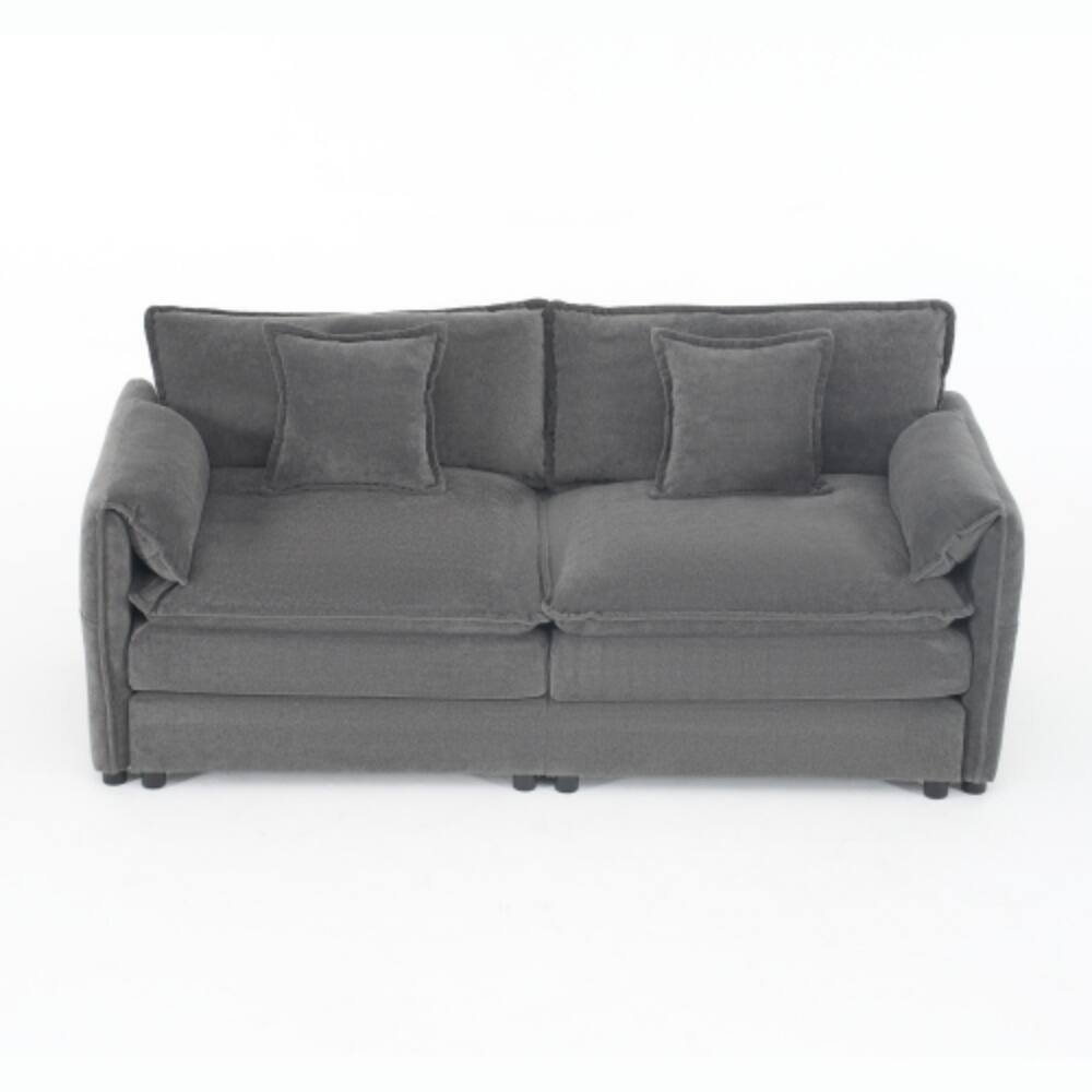 Alt View 6. LUCKY ONE - Oversized Chenille Loveseat Sofa Deep Seat 2-Seater Cloud Couch Modular DIY - Grey.