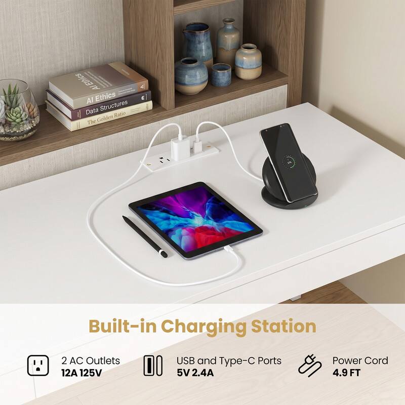 AI Ethics  
Data Structures  
The Golden Ratio  

Built-in Charging Station  
2 AC Outlets 12A 125V  
USB and Type-C Ports 5V 2.4A  
Power Cord 4.9 FT