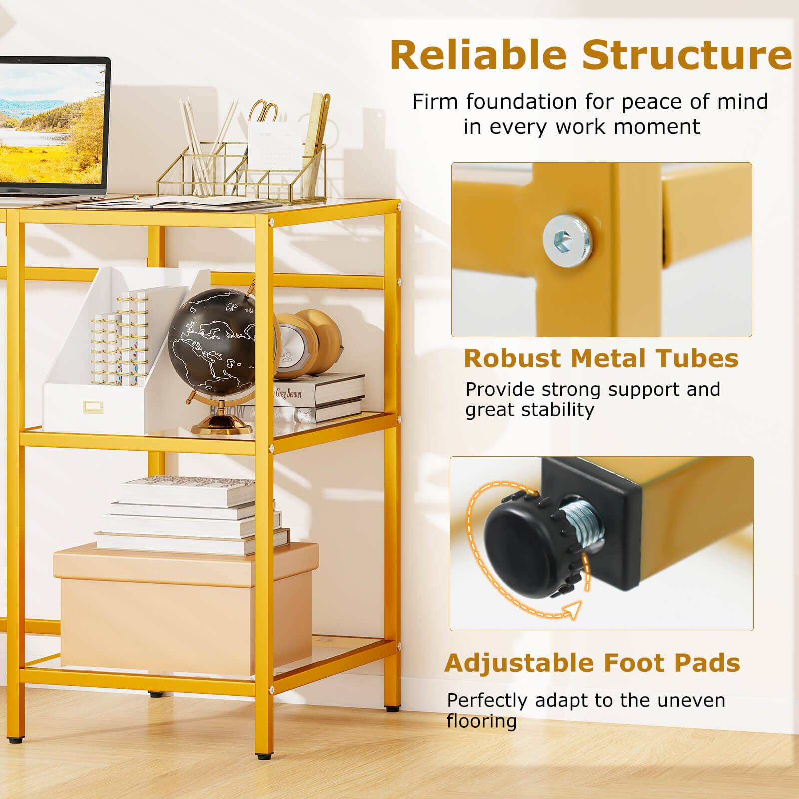 Reliable Structure  
Firm foundation for peace of mind in every work moment  

Robust Metal Tubes  
Provide strong support and great stability  

Adjustable Foot Pads  
Perfectly adapt to the uneven flooring