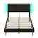 Angle. Bestier - Bed Frame Bed with LED Light & Adjustable Storage Headboard for Bedroom Upholstered Platform -Full Size - Black.