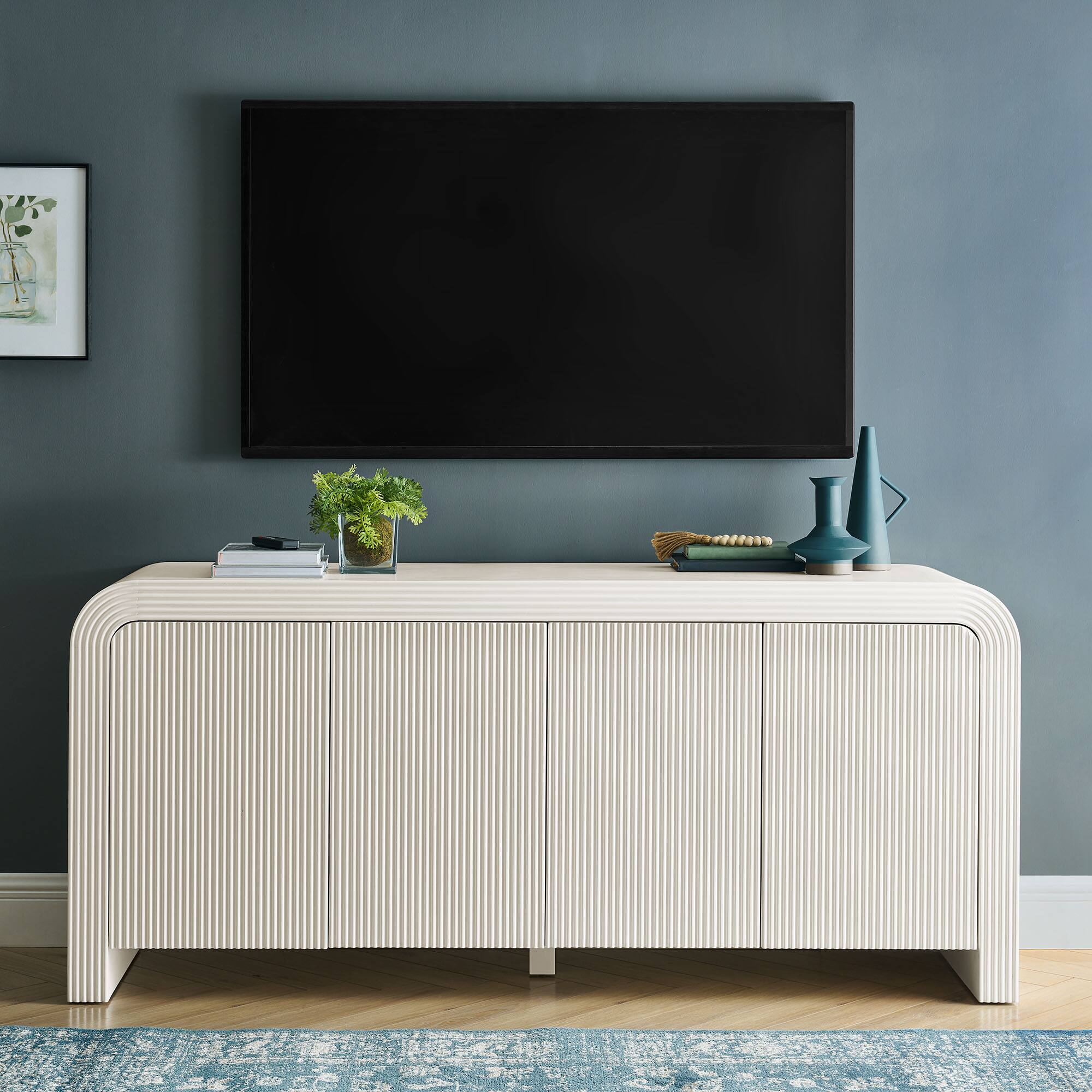 Alt View 1. Modway - Waterflute 70" Fluted Sideboard Cabinet by Modway - White Matte.