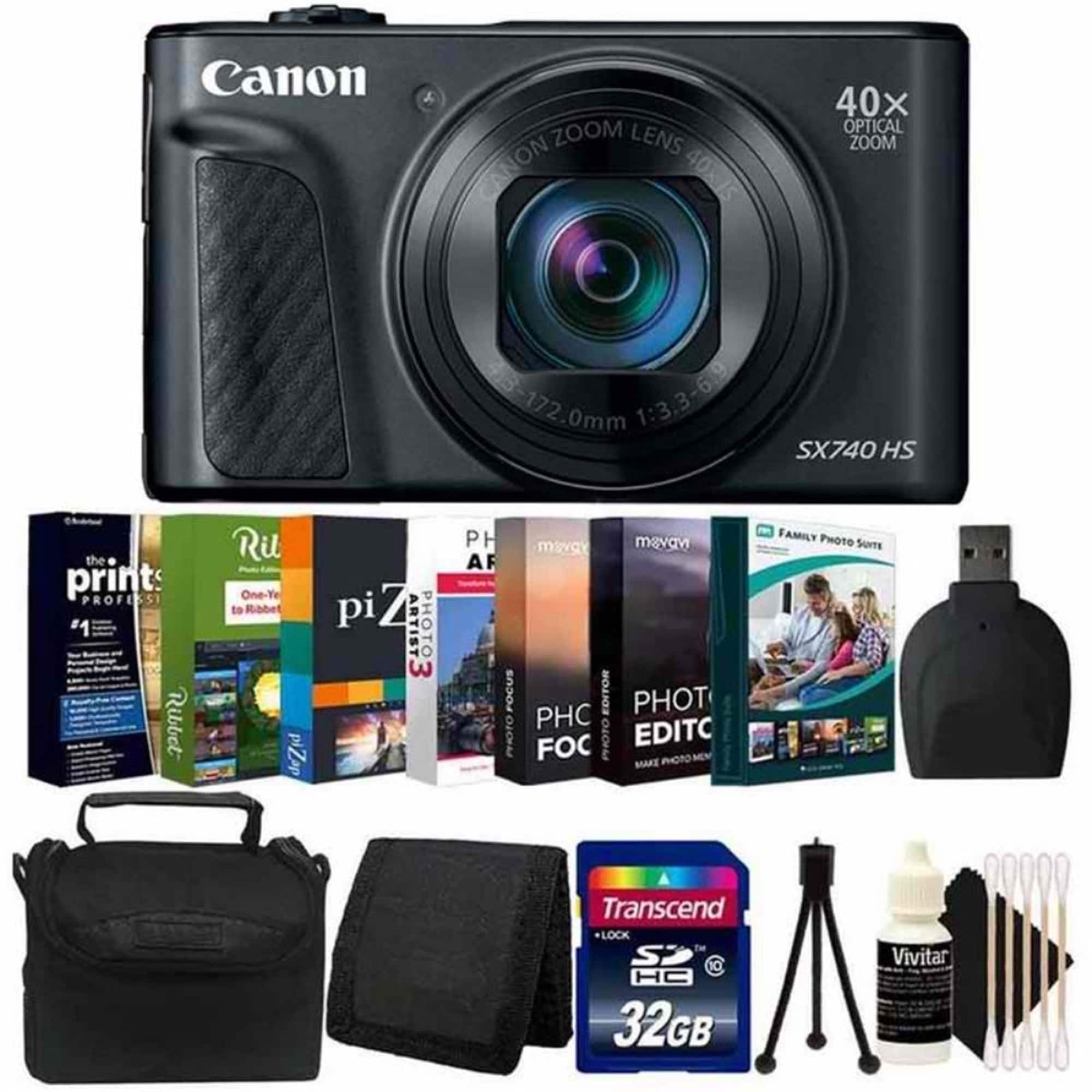 Canon - PowerShot SX740 HS Digital Camera with Photo Editing Accessory Kit - Black