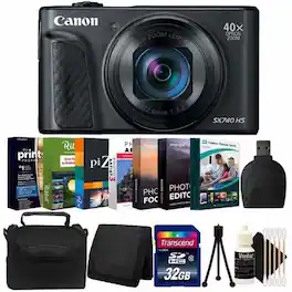 Canon - PowerShot SX740 HS Digital Camera with Photo Editing Accessory Kit - Black