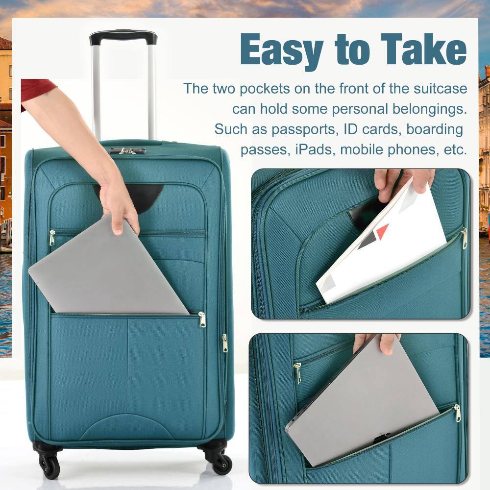 Easy to Take

The two pockets on the front of the suitcase can hold some personal belongings. Such as passports, ID cards, boarding passes, iPads, mobile phones, etc.