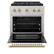 Angle. ZLINE - 30 in. Wide 4 Burner Autograph 4.2 cu. ft. Freestanding Paramount Gas DuoPro Range with Gold Accents - White Matte.