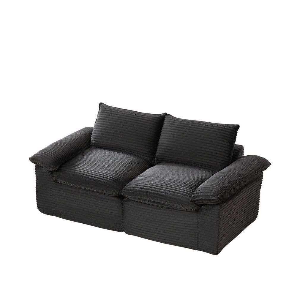 Back. Kadyn - Oversized Modular Corduroy Sofa, Cloud Couch with Removable Cushions, DarkGray - Gray.