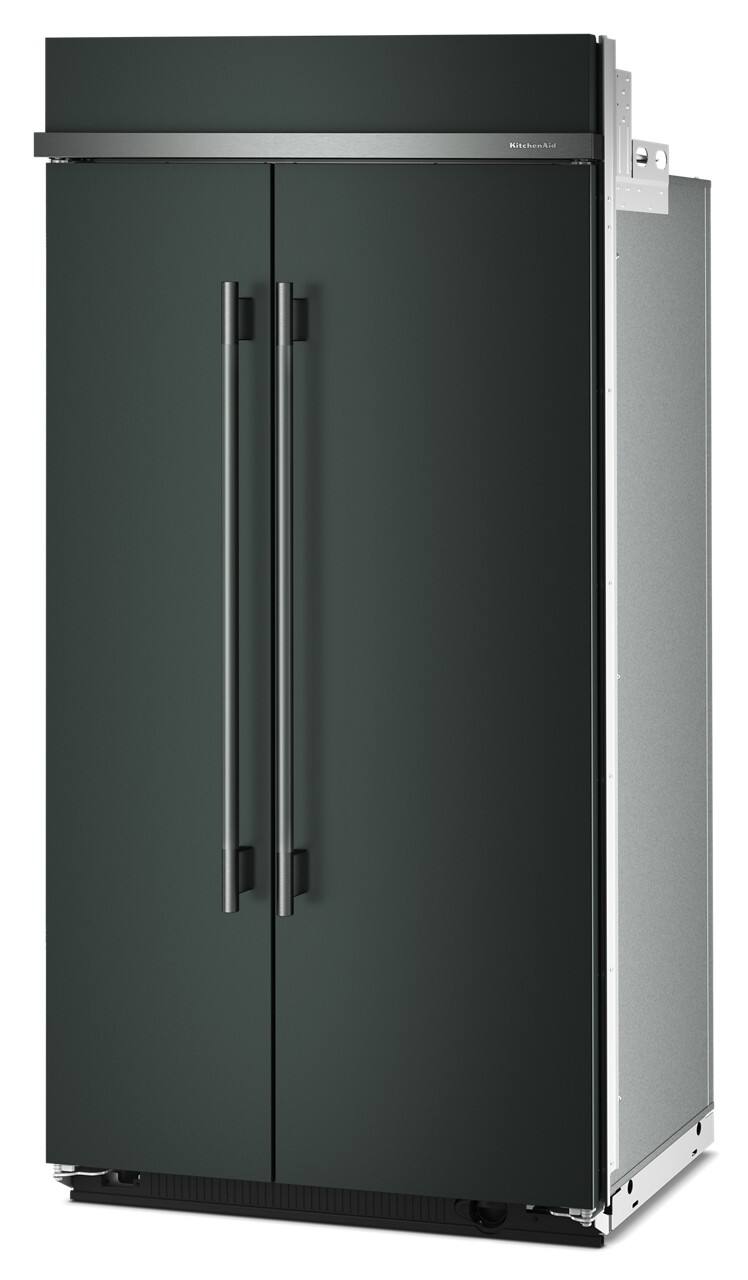 Left. KitchenAid - 25.5 Cu. Ft. Built-In Side-by-Side Refrigerator with Platinum Interior - Juniper.